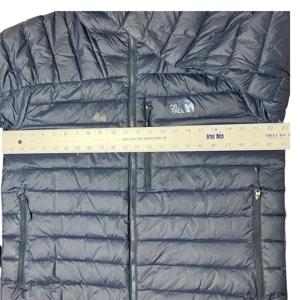 The North Face 800 Down Puffer Jacket Mens L Navy Blue Full Zip Lightweight READ